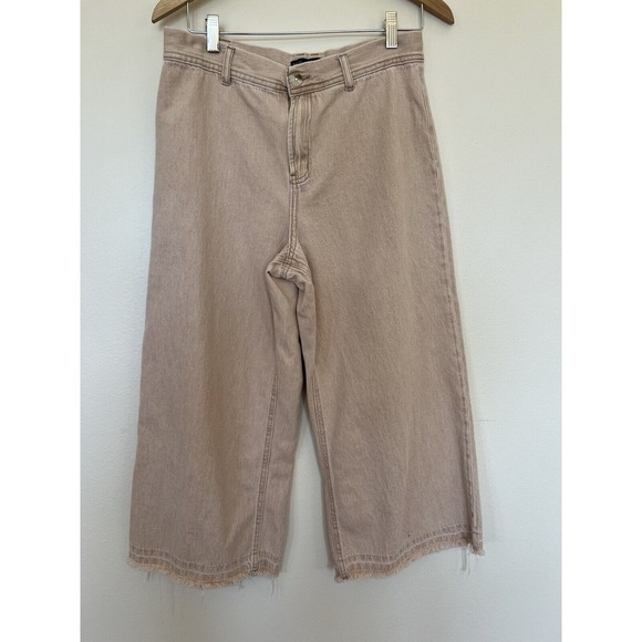 sincerely jules pants Size 30 Women's Cropped Fringe Raw Khaki - Picture 1 of 8